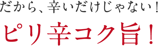 だから、辛いだけじゃない！ピリ辛コク旨！