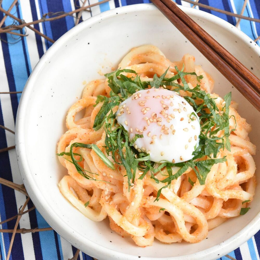 辛子明太子と温玉冷やしうどん