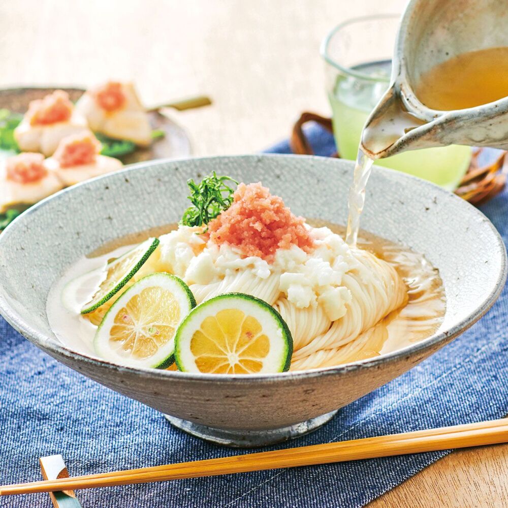 冷たいおだしで食べる！うまだし明太そうめん