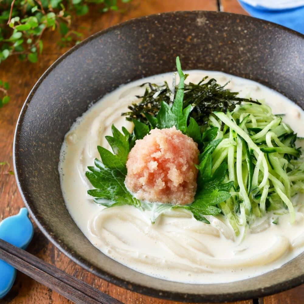 冷たい明太子クリームうどん●豆乳・生クリーム使用