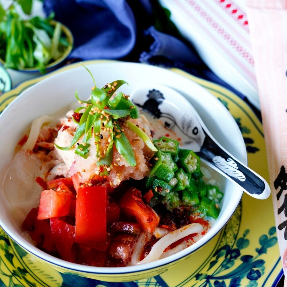 明太子とツナトマトの冷やし豆乳坦々うどん【火を使わない】