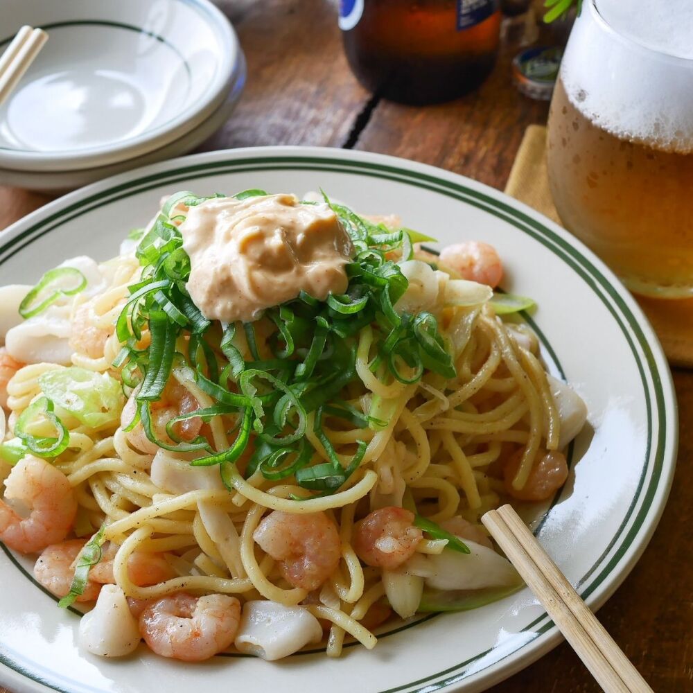 明太マヨ風味・海鮮ねぎ塩焼きそば