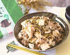 豚肉と豆腐の辛子高菜炒め